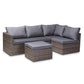 Pamela Modern and Contemporary Grey Polyester Upholstered and Brown Finished 4-Piece Woven Rattan Outdoor Patio Set FredCo