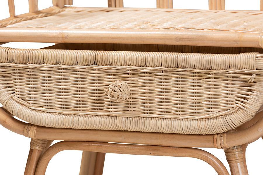 Panchali Modern Bohemian Natural Brown Rattan Nightstand FredCo