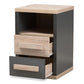 Pandora Modern and Contemporary Dark Grey and Light Brown Two-Tone 2-Drawer Nightstand FredCo
