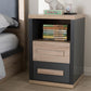 Pandora Modern and Contemporary Dark Grey and Light Brown Two-Tone 2-Drawer Nightstand FredCo