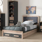 Pandora Modern and Contemporary Dark Grey and Light Brown Two-Tone 2-Drawer Twin Size Storage Platform Bed FredCo