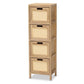 Paolo Mid-Century Modern Natural Brown Finished Wood and Rattan 4-Drawer Storage Unit FredCo