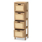 Paolo Mid-Century Modern Natural Brown Finished Wood and Rattan 4-Drawer Storage Unit FredCo