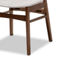 Paras Mid-Century Modern Transitional Light Grey Fabric Upholstered and Walnut Brown Wood 5-Piece Dining Set Marble Dining Table FredCo
