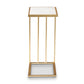 Parkin Modern and Contemporary Gold Finished Metal C Shaped End Table with Marble Tabletop FredCo