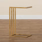 Parkin Modern and Contemporary Gold Finished Metal C Shaped End Table with Marble Tabletop FredCo