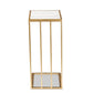 Parkin Modern and Contemporary Gold Finished Metal C Shaped End Table with Marble Tabletop FredCo