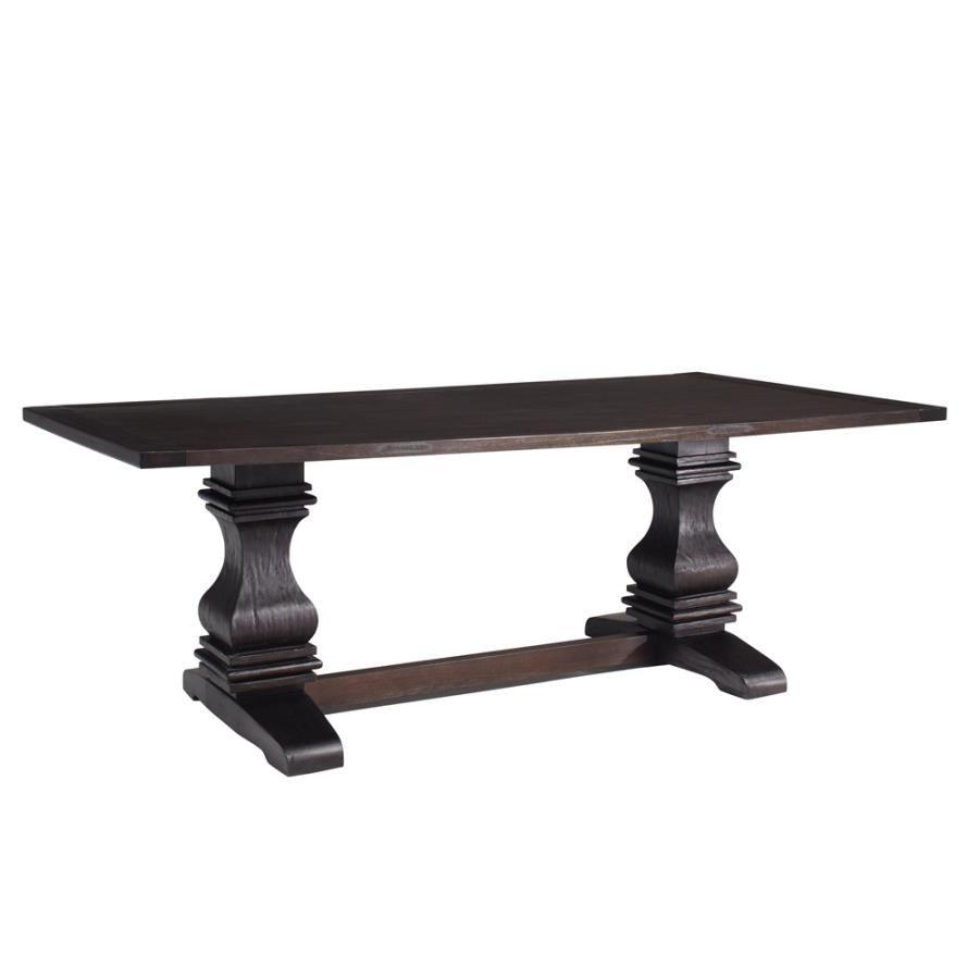Parkins 7-Piece Dining Room Set Rustic Espresso and Beige FredCo