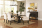 Parkins 7-Piece Dining Room Set Rustic Espresso and Beige FredCo