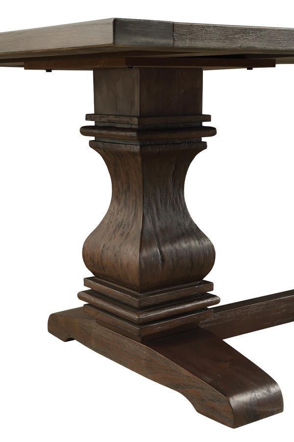 Parkins 7-Piece Dining Room Set Rustic Espresso and Beige FredCo