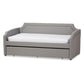 Parkson Modern and Contemporary Grey Fabric Curved Notched Corners Sofa Twin Daybed with Roll-Out Trundle Guest Bed FredCo