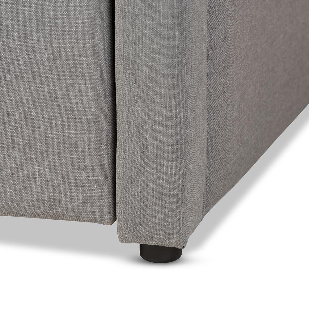 Parkson Modern and Contemporary Grey Fabric Curved Notched Corners Sofa Twin Daybed with Roll-Out Trundle Guest Bed FredCo