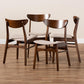 Parlin Mid-Century Modern Transitional Light Beige Fabric Upholstered and Walnut Brown Finished Wood 4-Piece Dining Chair Set FredCo