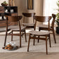 Parlin Mid-Century Modern Transitional Light Beige Fabric Upholstered and Walnut Brown Finished Wood 4-Piece Dining Chair Set FredCo