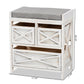 Parra Modern Farmhouse Grey Fabric Upholstered and Whitewashed Wood 3-Drawer Storage Bench FredCo