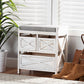 Parra Modern Farmhouse Grey Fabric Upholstered and Whitewashed Wood 3-Drawer Storage Bench FredCo