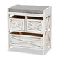 Parra Modern Farmhouse Grey Fabric Upholstered and Whitewashed Wood 3-Drawer Storage Bench FredCo