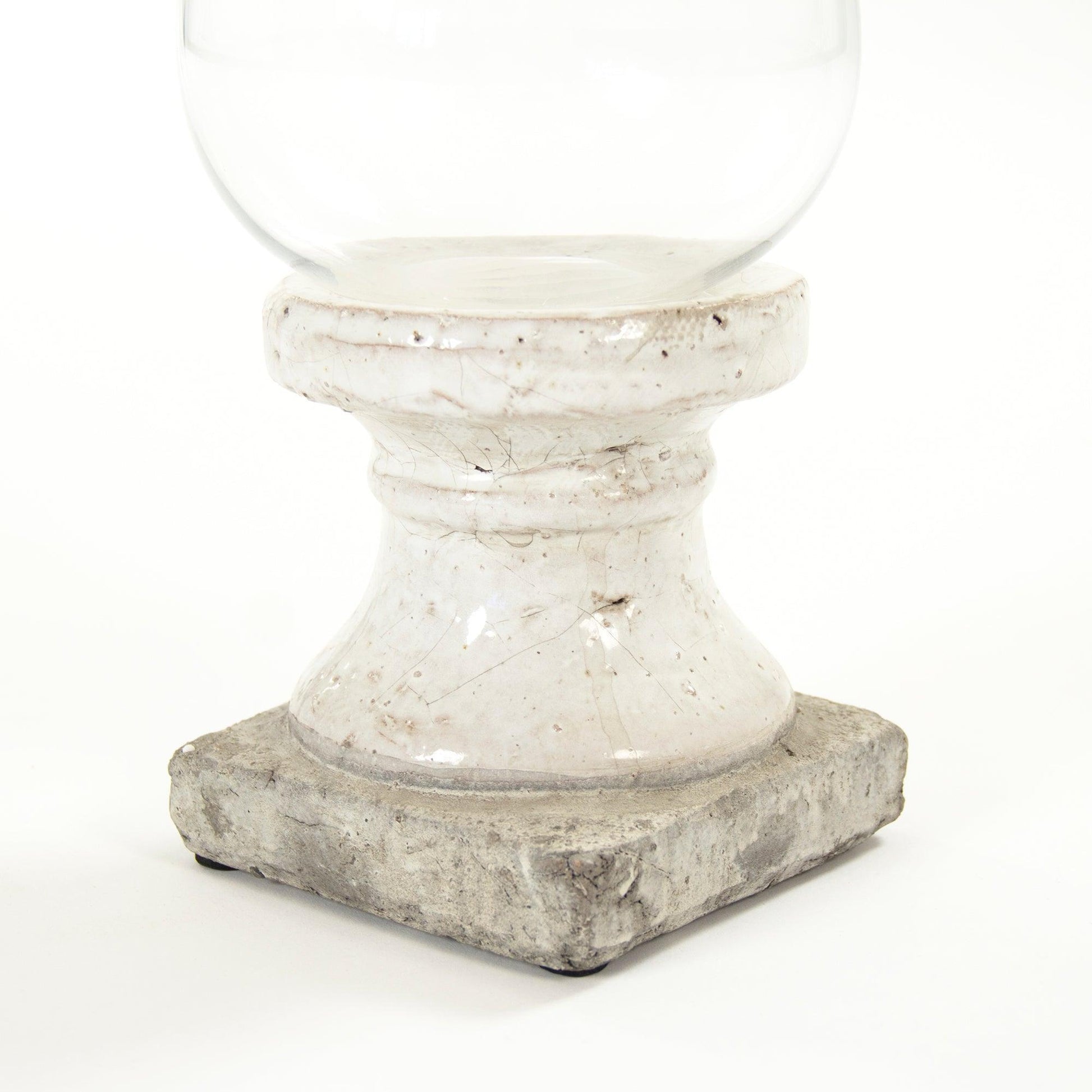 Partially Glazed Off-White Candle Holder (4614M A25A) FredCo