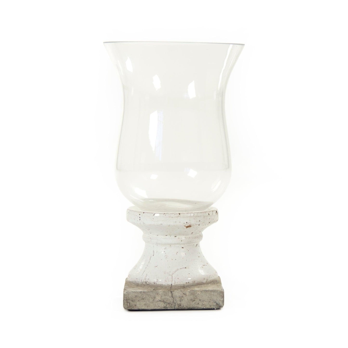 Partially Glazed Off-White Candle Holder (4614M A25A) FredCo