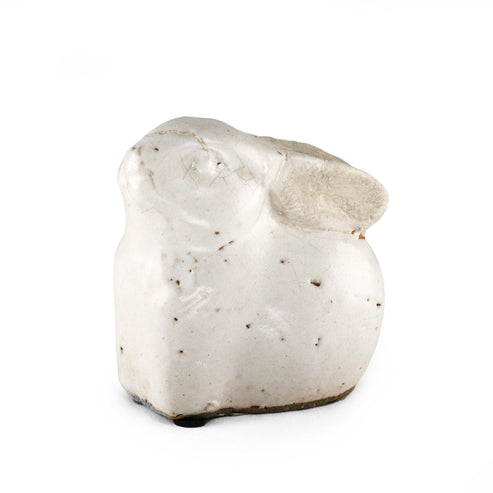 Partially Glazed Off-White Ceramic Rabbit (5829S)