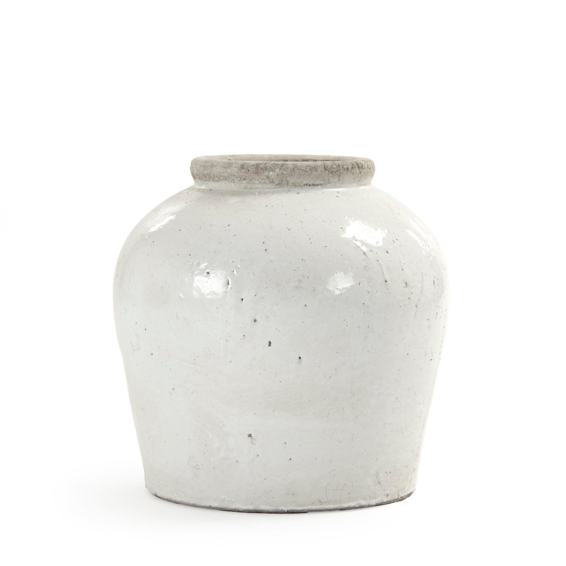 Partially Glazed Off-White Jar (4869L A25A) FredCo