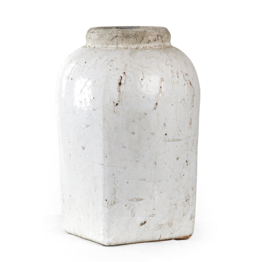 Partially Glazed Off-White Jar (4977L A25A) FredCo