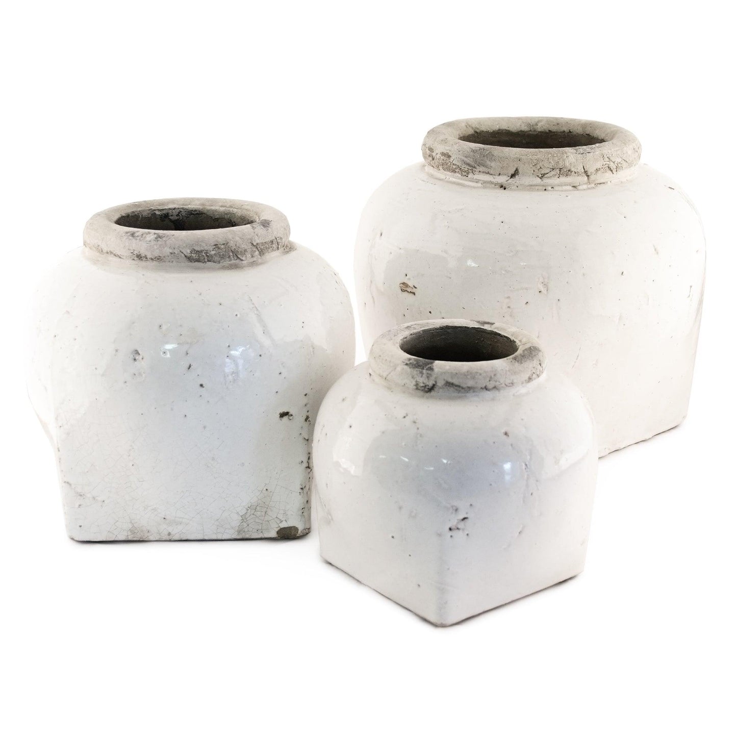 Partially Glazed Off-White Jar (4982L A25A) FredCo