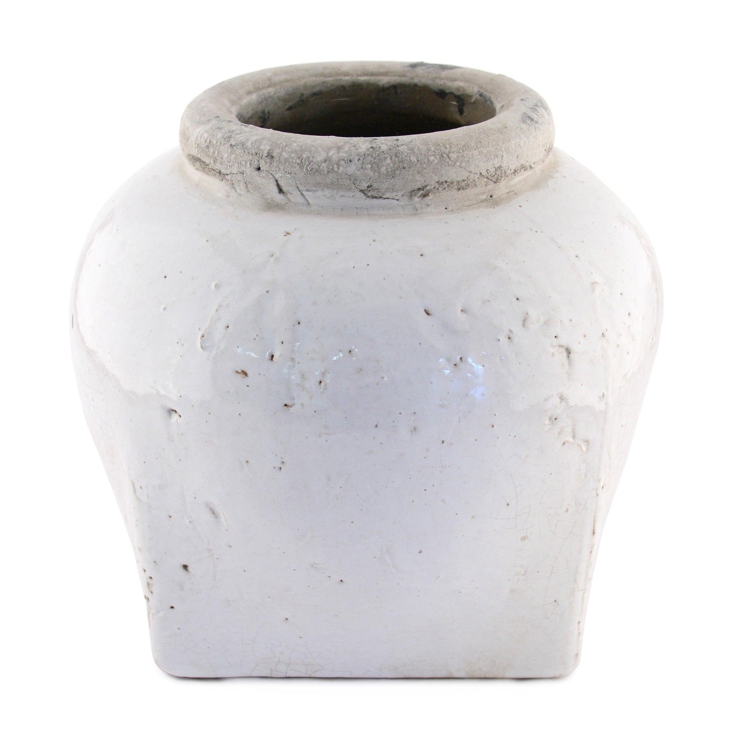 Partially Glazed Off-White Jar (4982M A25A) FredCo