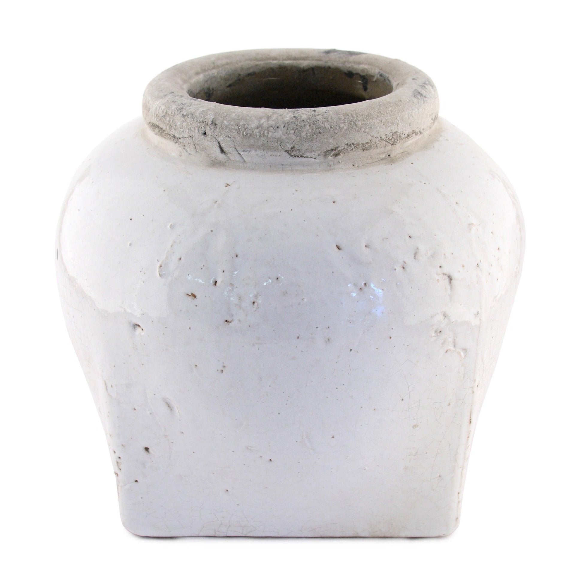 Partially Glazed Off-White Jar (4982S A25A) FredCo