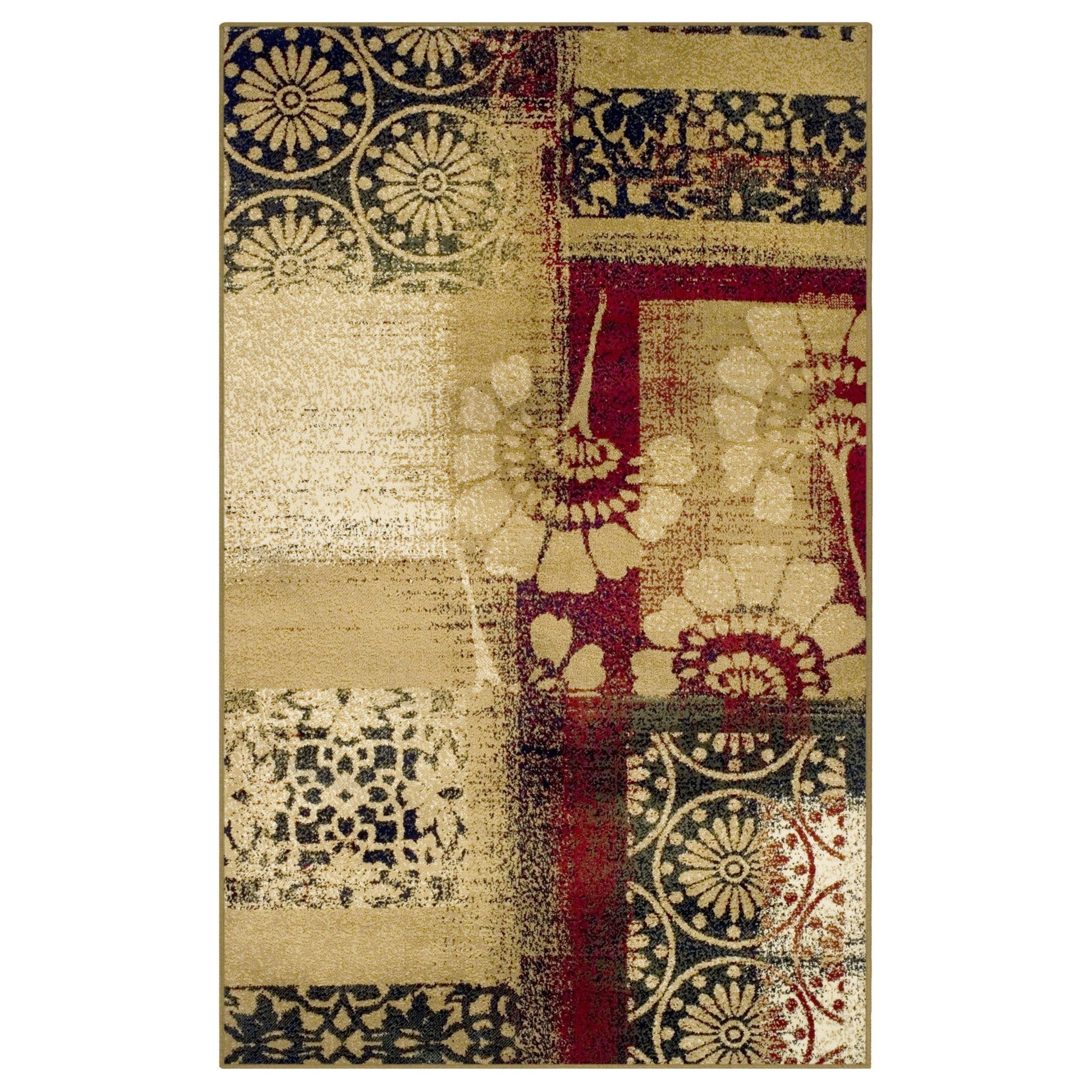 Patchwork Transitional Geometric Floral Medallion Rug FredCo