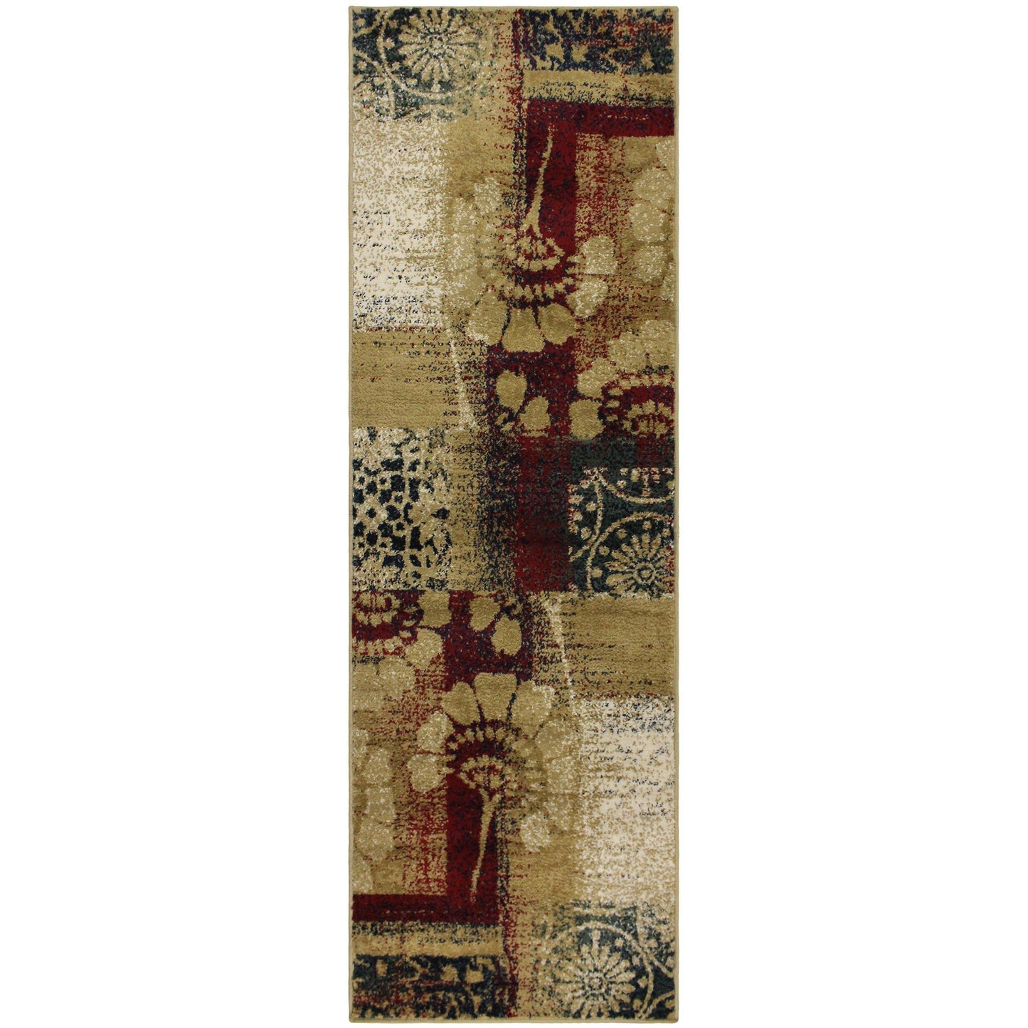 Patchwork Transitional Geometric Floral Medallion Rug FredCo