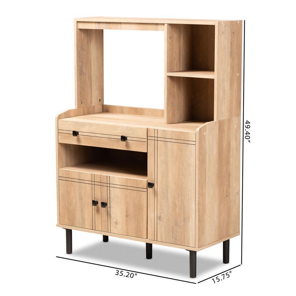 Patterson Modern and Contemporary Modern Oak Brown Finished Wood 3-Door Kitchen Storage Cabinet FredCo