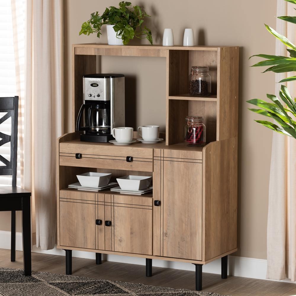 Patterson Modern and Contemporary Modern Oak Brown Finished Wood 3-Door Kitchen Storage Cabinet FredCo