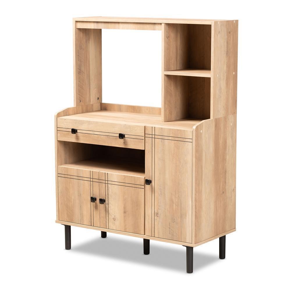 Patterson Modern and Contemporary Modern Oak Brown Finished Wood 3-Door Kitchen Storage Cabinet FredCo