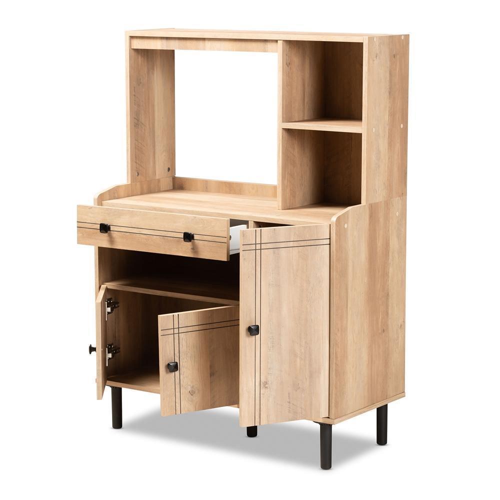 Patterson Modern and Contemporary Modern Oak Brown Finished Wood 3-Door Kitchen Storage Cabinet FredCo