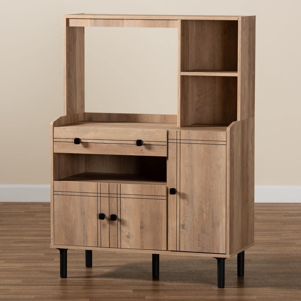Patterson Modern and Contemporary Modern Oak Brown Finished Wood 3-Door Kitchen Storage Cabinet FredCo