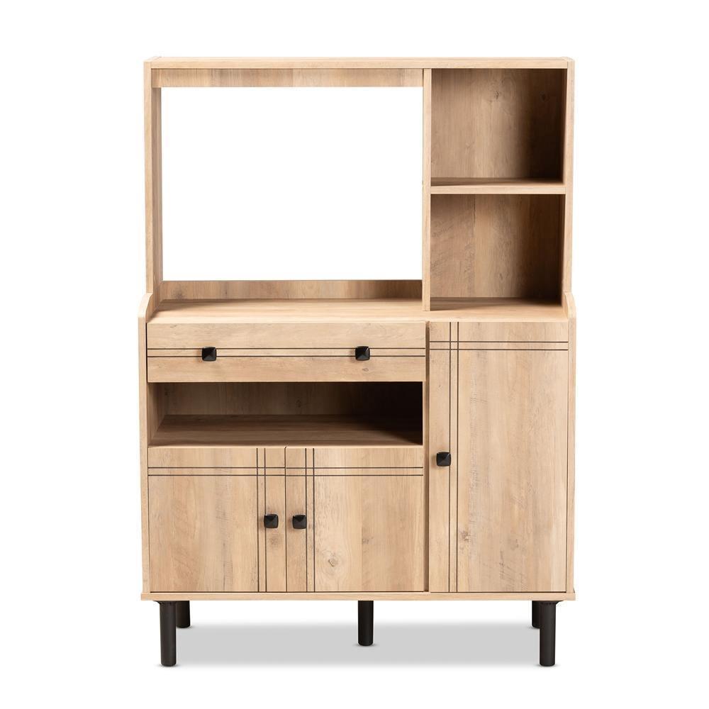 Patterson Modern and Contemporary Modern Oak Brown Finished Wood 3-Door Kitchen Storage Cabinet FredCo