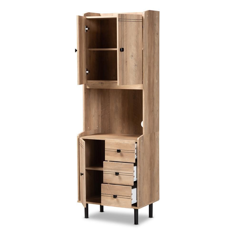 Patterson Modern and Contemporary Oak Brown Finished 3-Drawer Kitchen Storage Cabinet FredCo