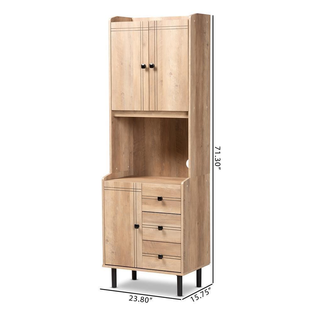 Patterson Modern and Contemporary Oak Brown Finished 3-Drawer Kitchen Storage Cabinet FredCo