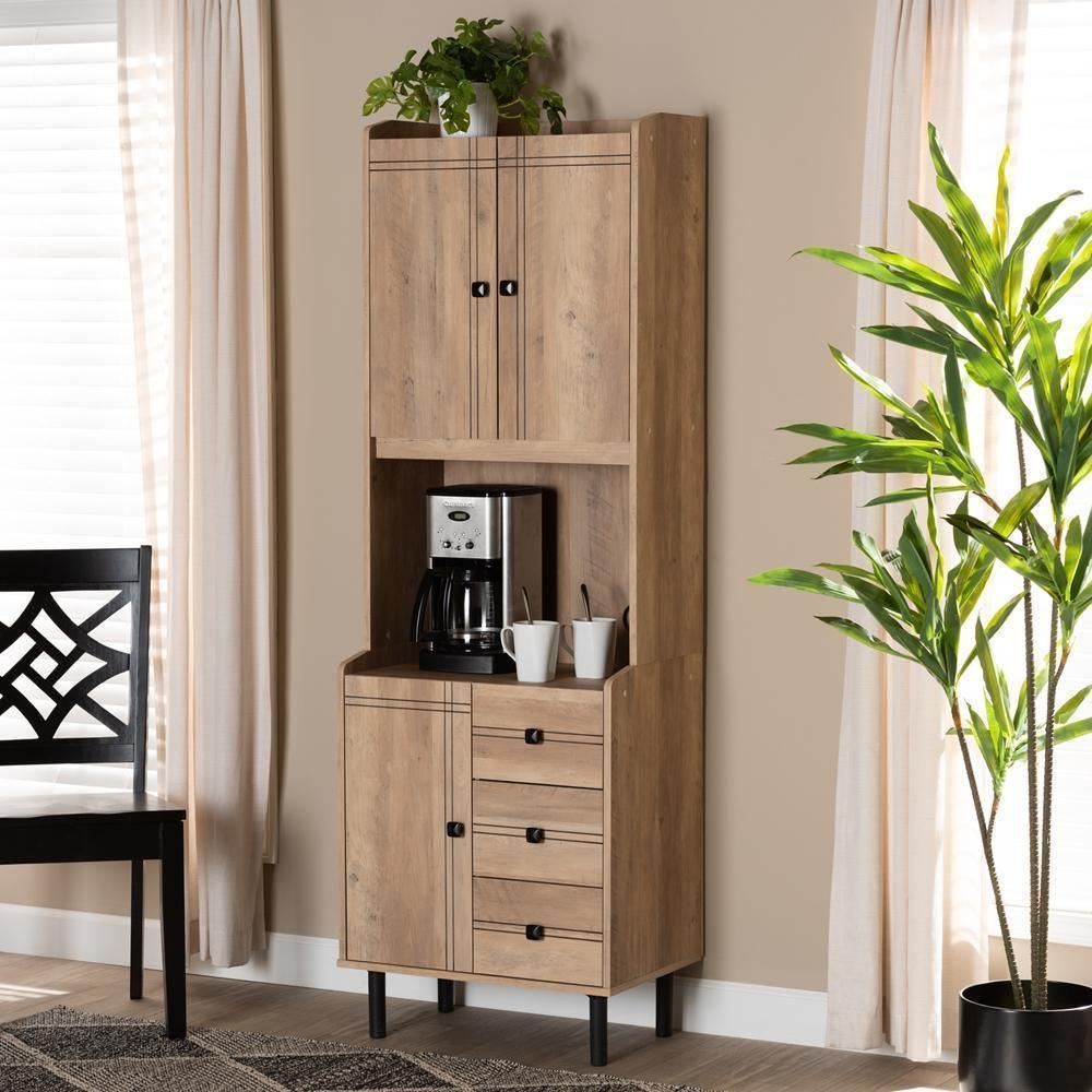 Patterson Modern and Contemporary Oak Brown Finished 3-Drawer Kitchen Storage Cabinet FredCo