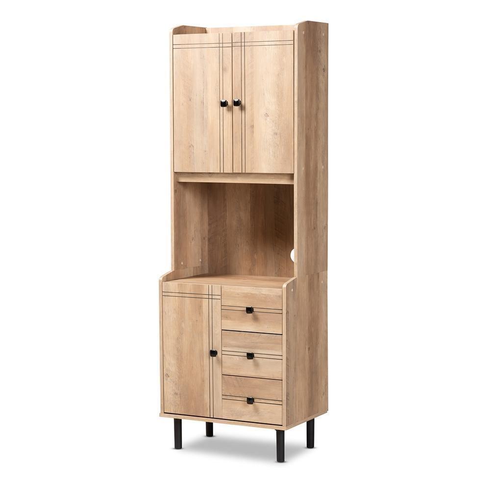 Patterson Modern and Contemporary Oak Brown Finished 3-Drawer Kitchen Storage Cabinet FredCo