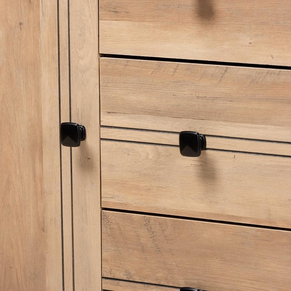 Patterson Modern and Contemporary Oak Brown Finished 3-Drawer Kitchen Storage Cabinet FredCo