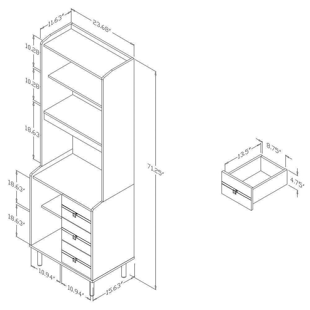 Patterson Modern and Contemporary Oak Brown Finished 3-Drawer Kitchen Storage Cabinet FredCo