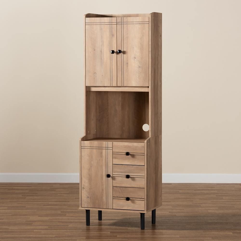 Patterson Modern and Contemporary Oak Brown Finished 3-Drawer Kitchen Storage Cabinet FredCo