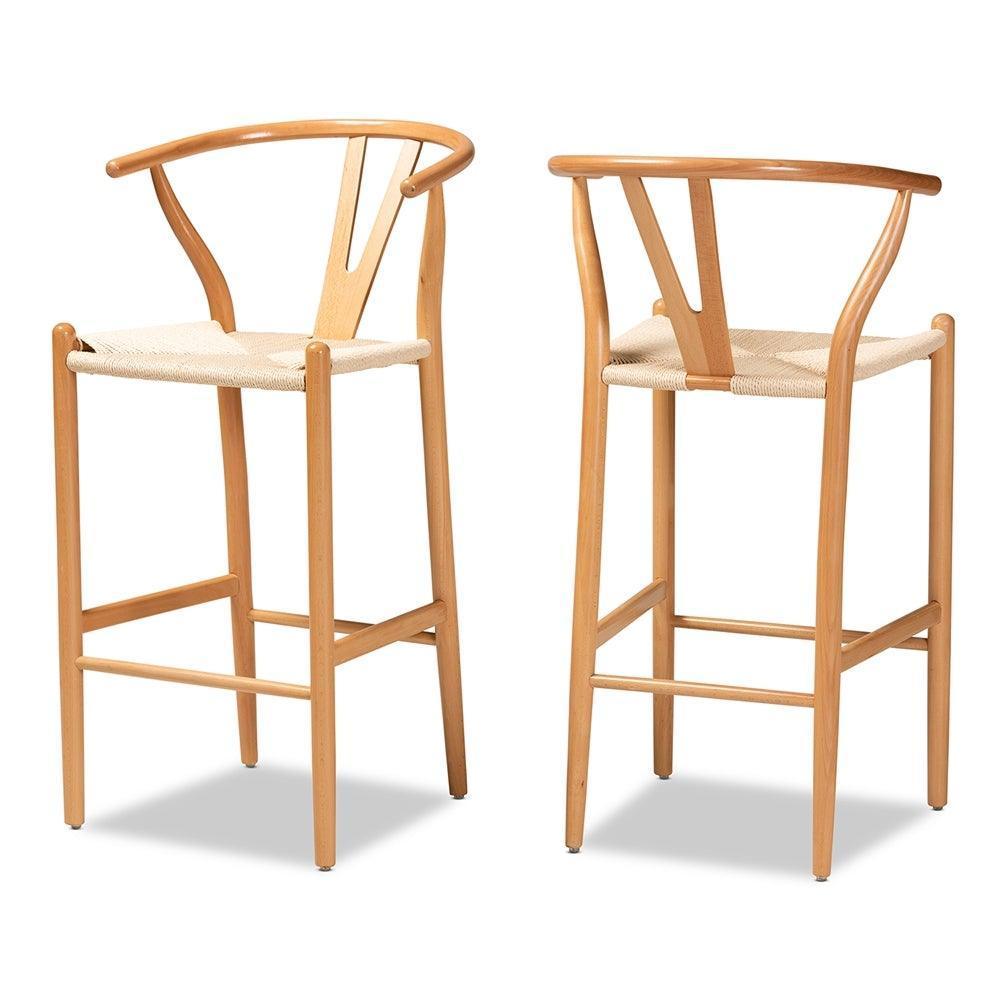 Paxton Modern and Contemporary Natural Brown Finished Wood 2-Piece Counter Stool Set FredCo
