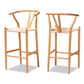 Paxton Modern and Contemporary Natural Brown Finished Wood 2-Piece Counter Stool Set FredCo