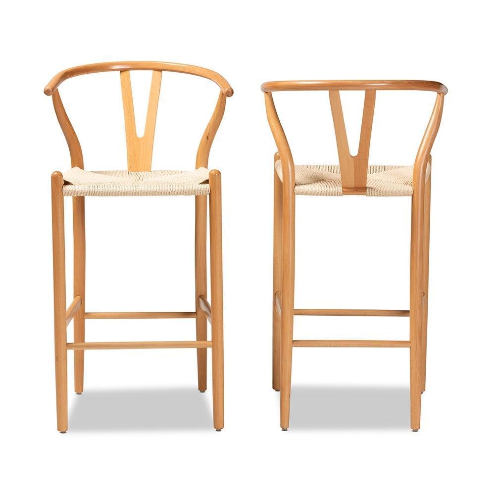 Paxton Modern and Contemporary Natural Brown Finished Wood 2-Piece Counter Stool Set FredCo