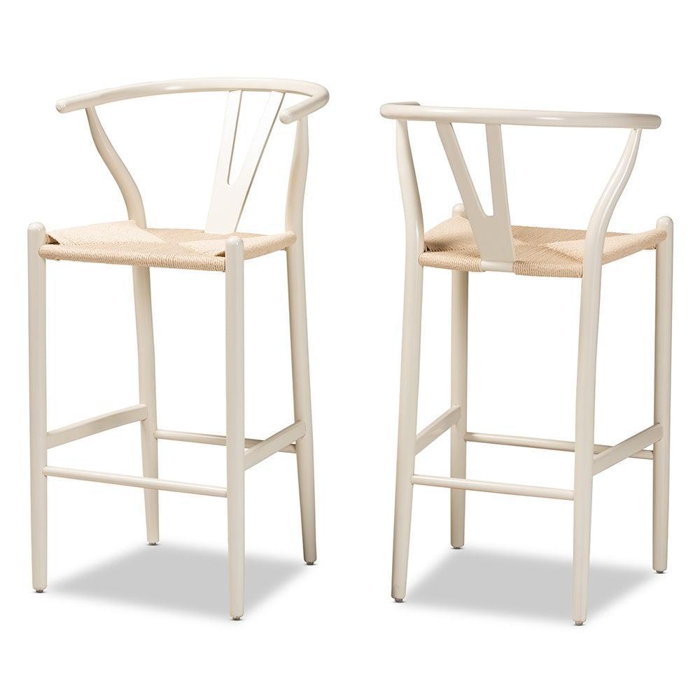 Paxton Modern and Contemporary White Finished Wood 2-Piece Counter Stool Set FredCo