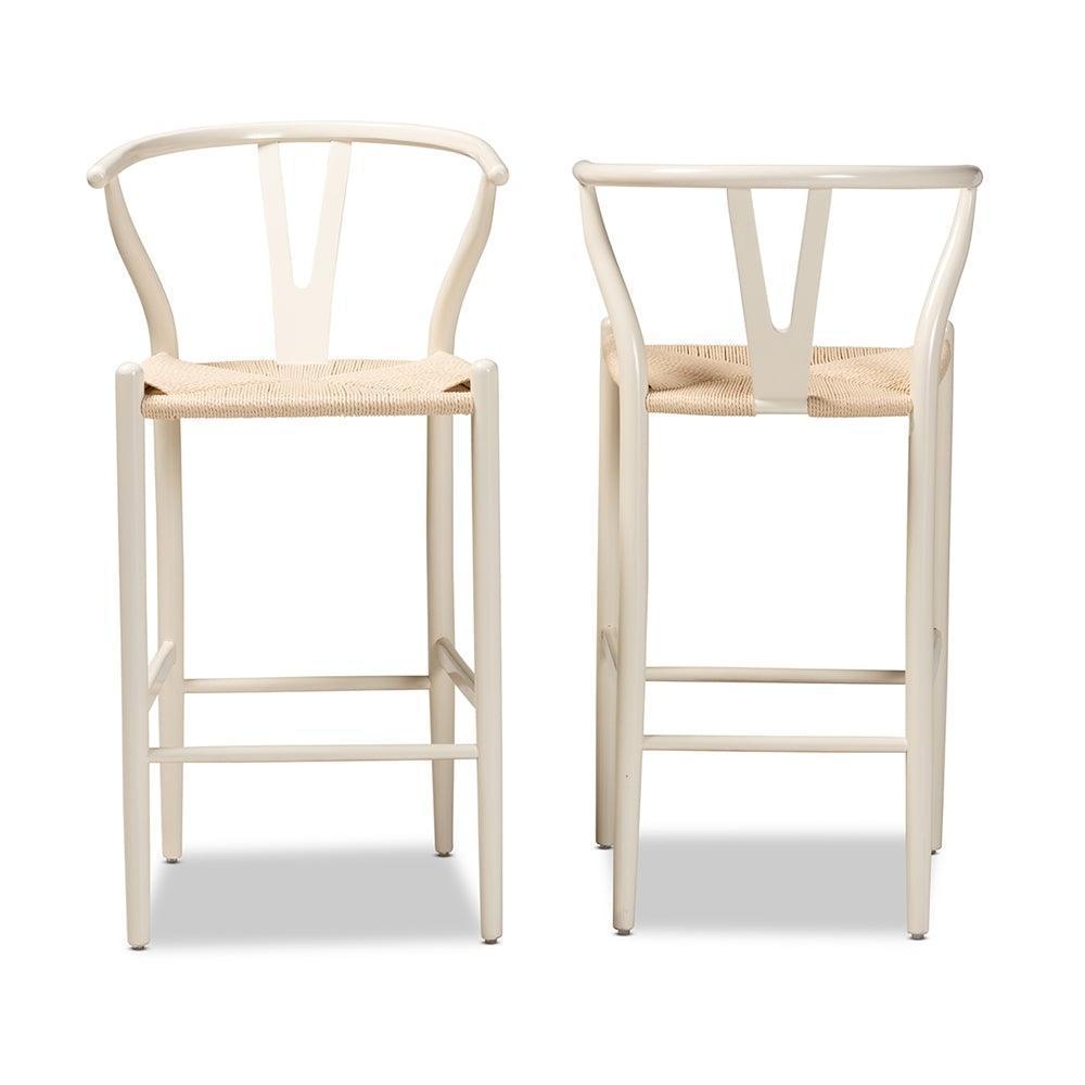 Paxton Modern and Contemporary White Finished Wood 2-Piece Counter Stool Set FredCo