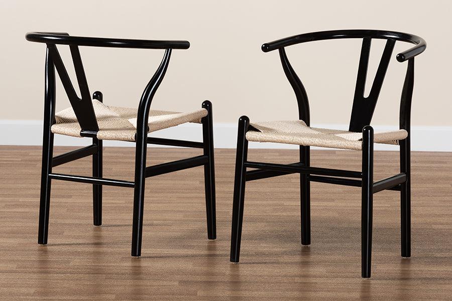 Paxton Modern Black Finished Wood 2-Piece Dining Chair Set FredCo